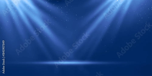 Blue light rays underwater scene with smooth wave texture and soft glow digital art background