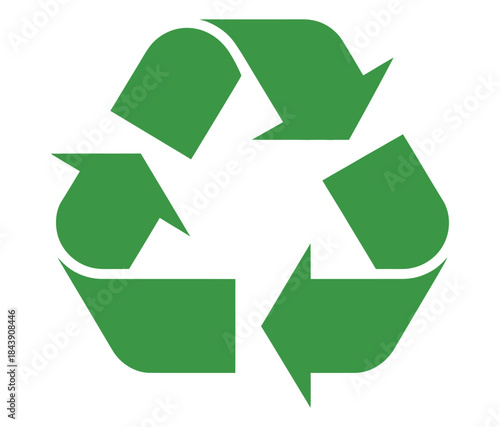Green recycle icon vector illustration with three rotating arrows forming recycling symbol, eco-friendly sustainability emblem, waste management, reduce reuse recycle concept, and environmental 