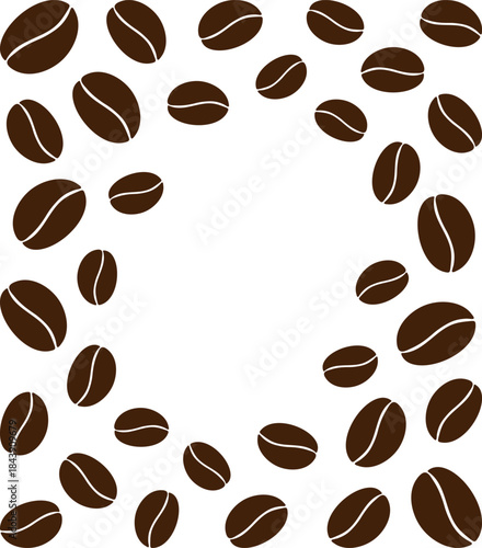 Coffee beans formed Rectangular Frame border Copy space Template Coffee Day Minimalistic Flat Design. Isolated Vector illustration Coffee Thematic or Motivation Cafe Menu Cards, leaflets, media posts