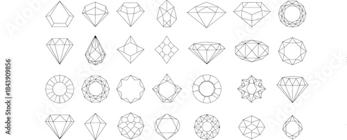 "Vector Collection of Diamond and Gemstone Icon Set"