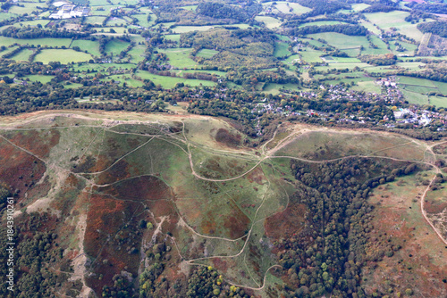 Aerial view of the Malvern Hills, England	