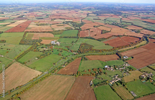 Aerial view of the fields in Wiltshire	