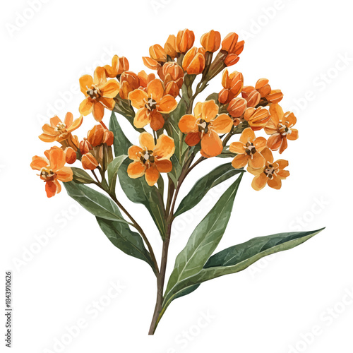 Photos Milkweed Flower, watercolor illustration vector, isolated on a white background