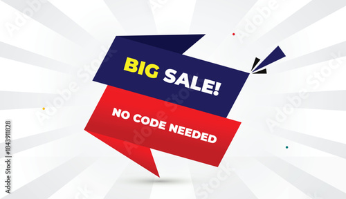 Big Sale Editable Eps Format Web Banner Vector Art Illustration Template Design Deep Blue Red Gradient Shapes Yellow Bold Font White Gray Gradient Abstract Illustration Sun Shine Business Background 4