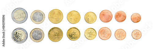 New Bulgarian euro coins, isolated on white