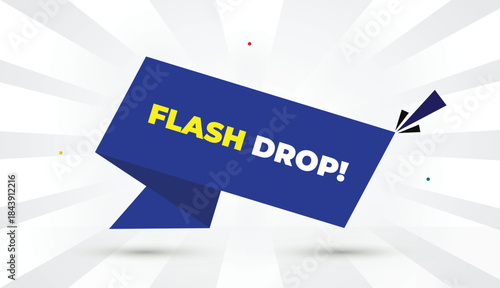 Flash Drop editable eps format web banner vector art illustration template design blue shapes yellow bold font white gray gradient abstract illustration sunshine business background 4k high quality mo