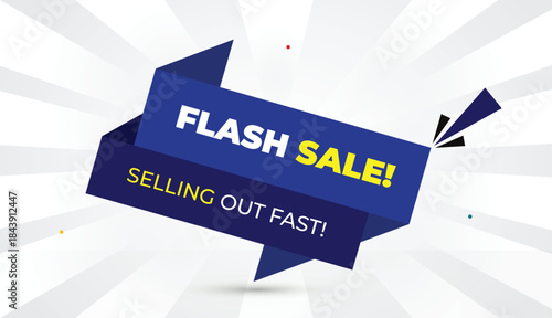 flash sale selling out fast editable eps format web banner vector art illustration template design deep blue sky ice blue shapes yellow bold font white gray gradient abstract illustration sun shine