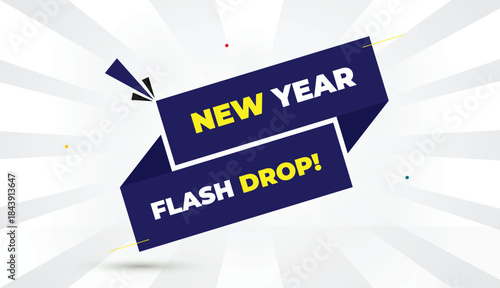 new year flash drop editable eps format web banner vector art illustration template design dark blue shapes yellow bold font white gray gradient abstract illustration sunshine business background 4k