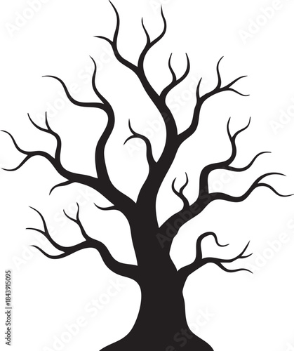 Spooky Dead Tree Halloween Silhouettes isolated on white background