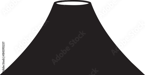 Symmetrical Conical Volcano Dormant Silhouettes isolated on white background
