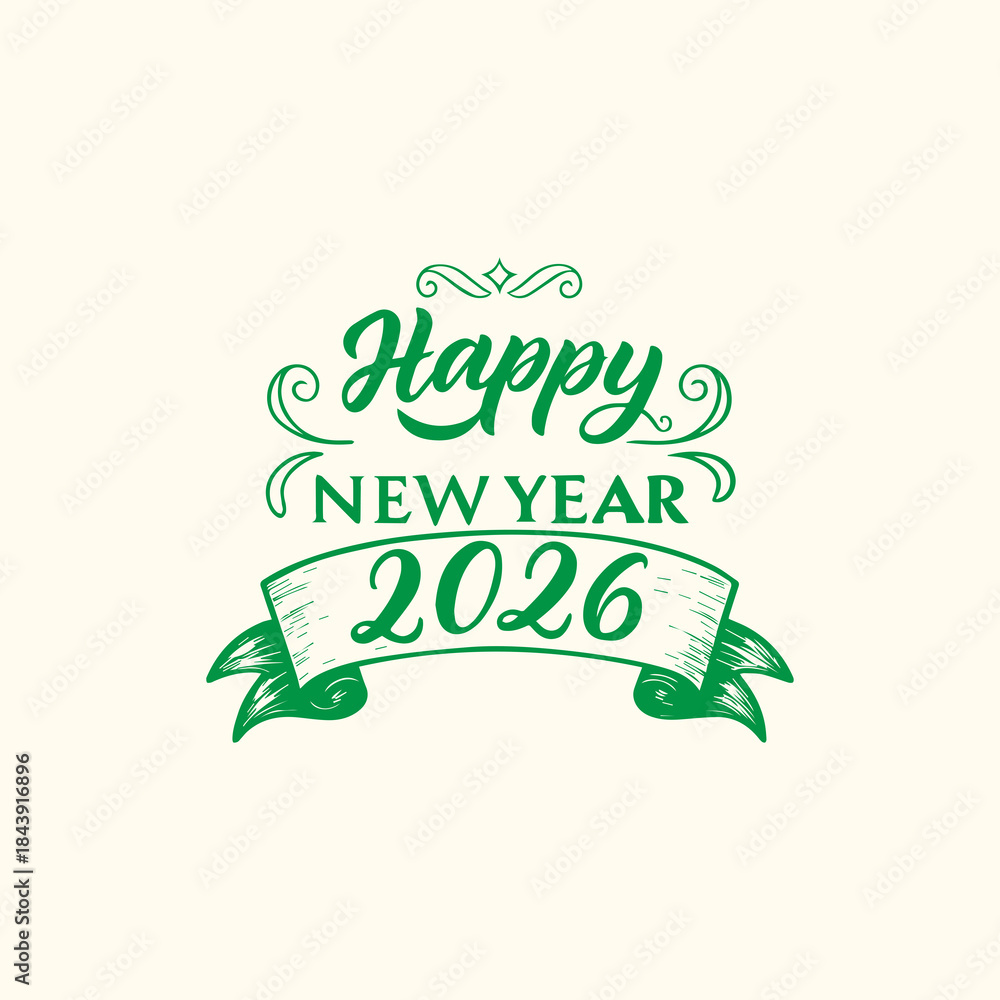 Fototapeta premium Happy New Year 2026 Colorful Design