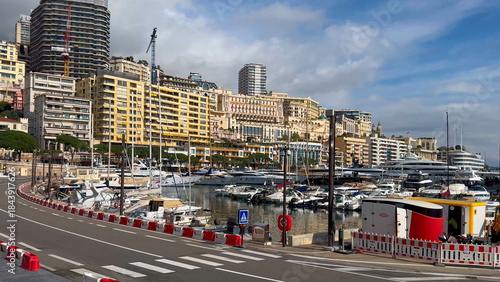 A view from a moving car of the streets of Monte Carlo, Principality of Monaco, Europe, February 26, 2025