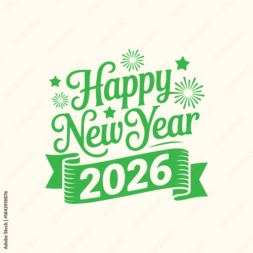 Fototapeta premium Happy New Year 2026 Classic Calligraphy