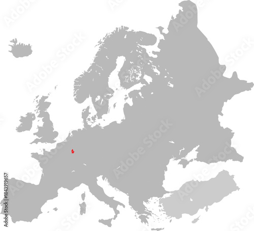 Tableau sur toile Map of Luxembourg on European Continent Vector