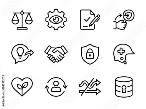 Collection of Business and Finance Related Icons Representing Key Concepts.