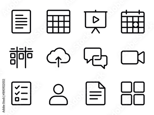 Collection of Business and Technology Icons for Digital Use.