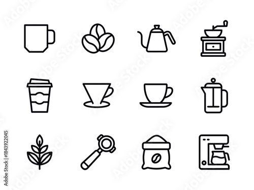 Collection of Coffee Related Icons and Symbols.