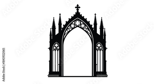 Intricate gothic archway design with detailed spires and a central opening