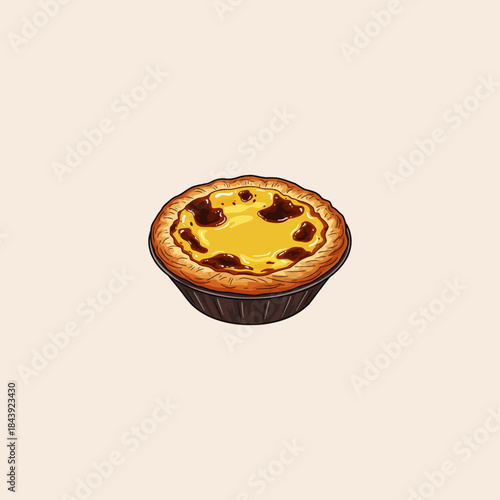 Egg tart icon flat vector design.