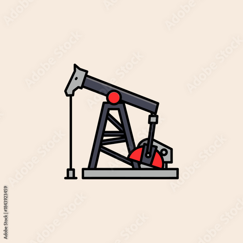 Pump Jack icon flat vector design.