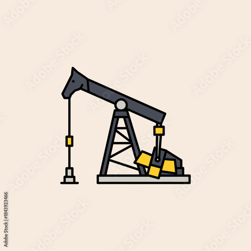 Pump Jack icon flat vector design.