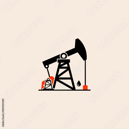 Pump Jack icon flat vector design.