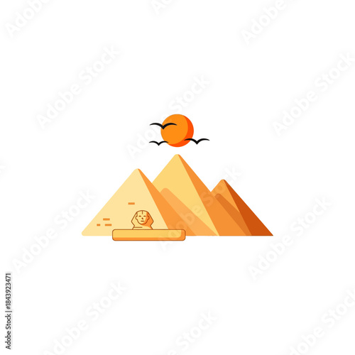 Pyramids of Egypt icon flat vector design.