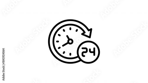 24 hours support animation icon
