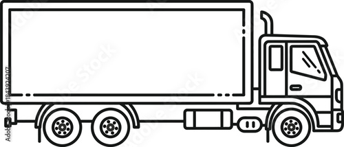 Delivery cargo truck line art vector illustration