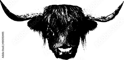 Black and white stencil illustration of a rough animal head for urban art design