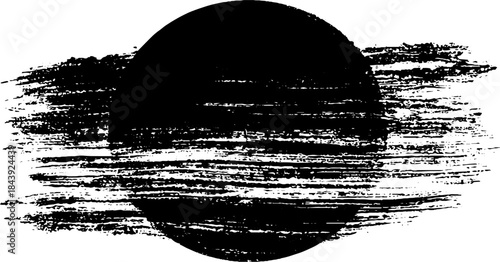 Black and white grunge brush circle stencil for urban art design