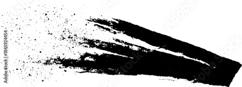 Abstract black and white calligraphic brushstroke stencil art for creative design