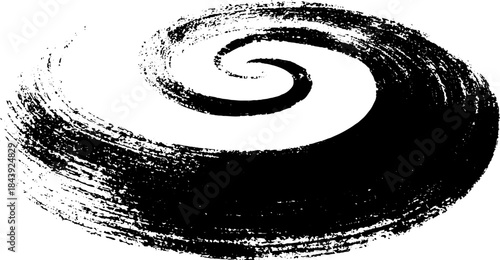 Black and white scratched spiral stencil illustration for urban design