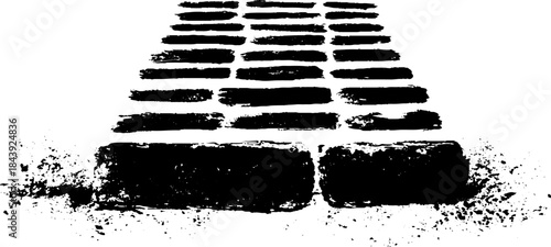 Black and white stencil illustration of scuffed concrete texture for urban street art design