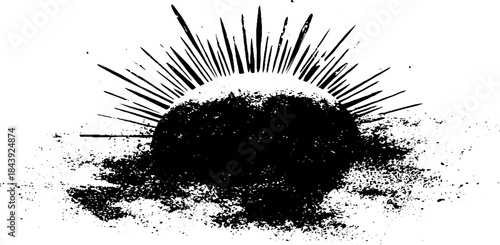 Geometric sunburst silhouette with bold spikes for urban graffiti art design