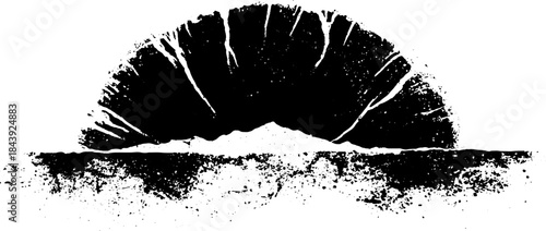 Abstract black and white stencil of a shattered circle design for modern art projects