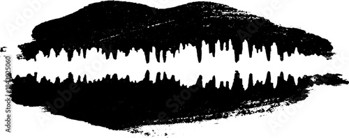 Black and white stencil of smeared horizontal abstract soundwave grunge art