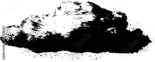 Black and white abstract stencil illustration of a splattered cloud formation