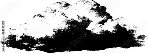 Black and white stencil art of splatter formed abstract cloud design for urban creative projects