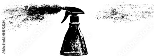 Black and white stencil art of a spray nozzle for urban design projects
