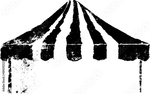 Black and white stencil of striped spring picnic cloth design