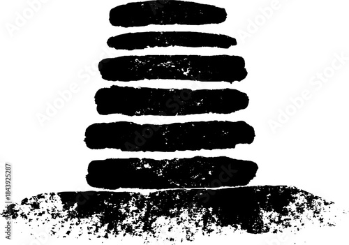 Black and white stacked blot column stencil illustration for urban design