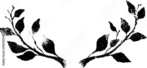 Black and white symmetrical flourish stencil illustration for decorative design