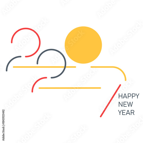 Happy New Year 2027. 2027 vector holiday illustration. Decoration for festival event poster, cover design.