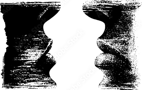 Abstract black and white torn rectangular stencil illustration for urban design