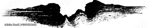 Abstract black and white torn waveform stencil illustration for creative design