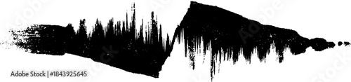 Torn waveform ribbon: black and white stencil illustration for urban art and design