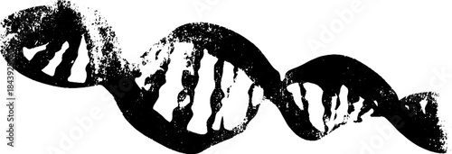 Black and white stencil illustration of twisted linear helix for abstract design