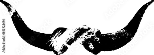 Black and white stencil of twisted horn design for urban art and decoration