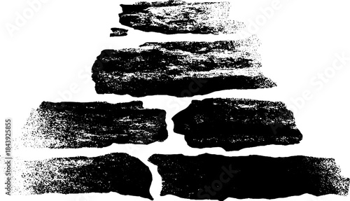 Black and white stencil illustration of weathered stone texture for design and decoration